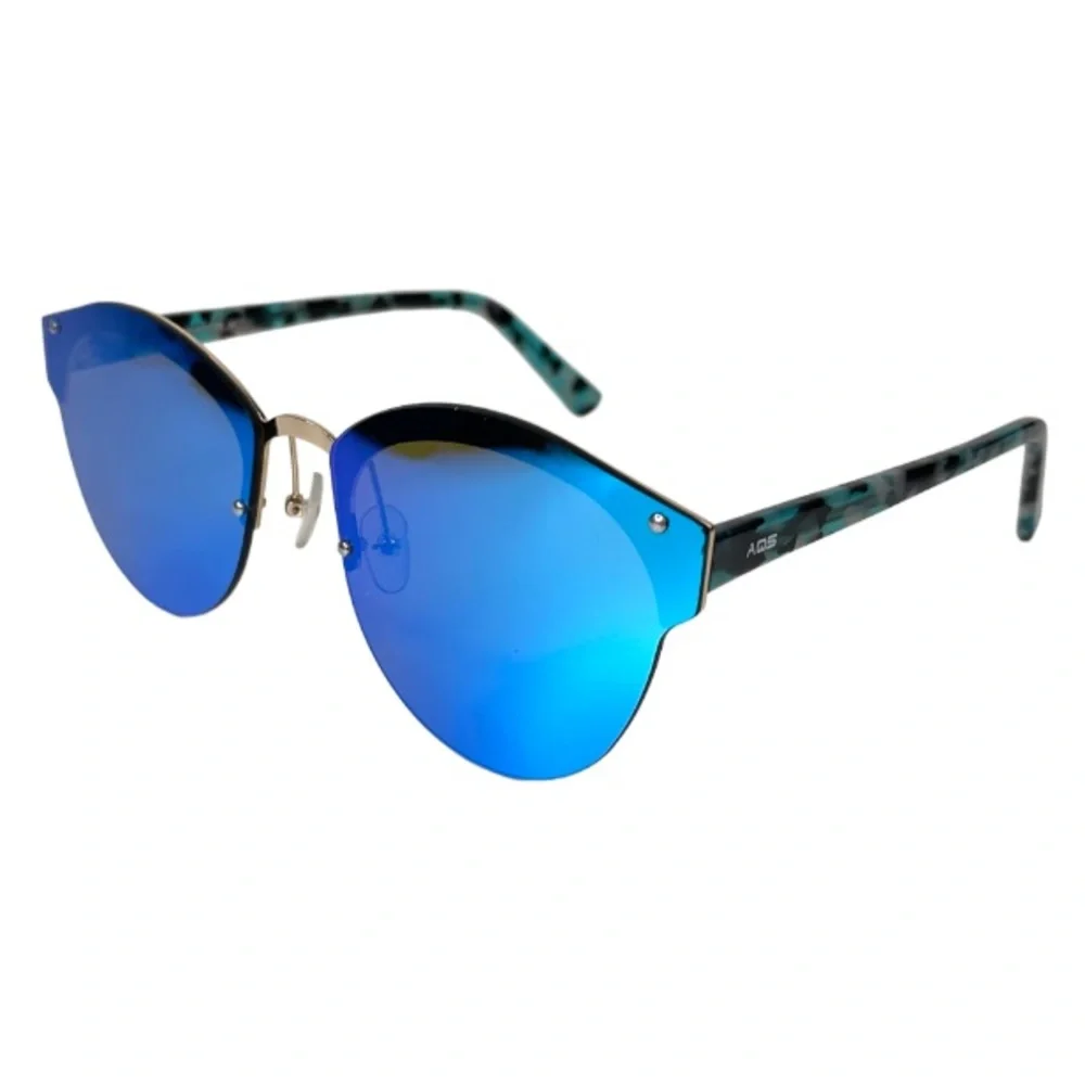 AQS AQUASWISS Sunglasses NEW Blue Mirror Lens Multicolor Tortoise Frame
